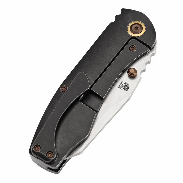 KANSEPT Caveman K1110B1 CPM 20CV Blade Titanium with Gecko CamoCarbon Handle Frame Lock