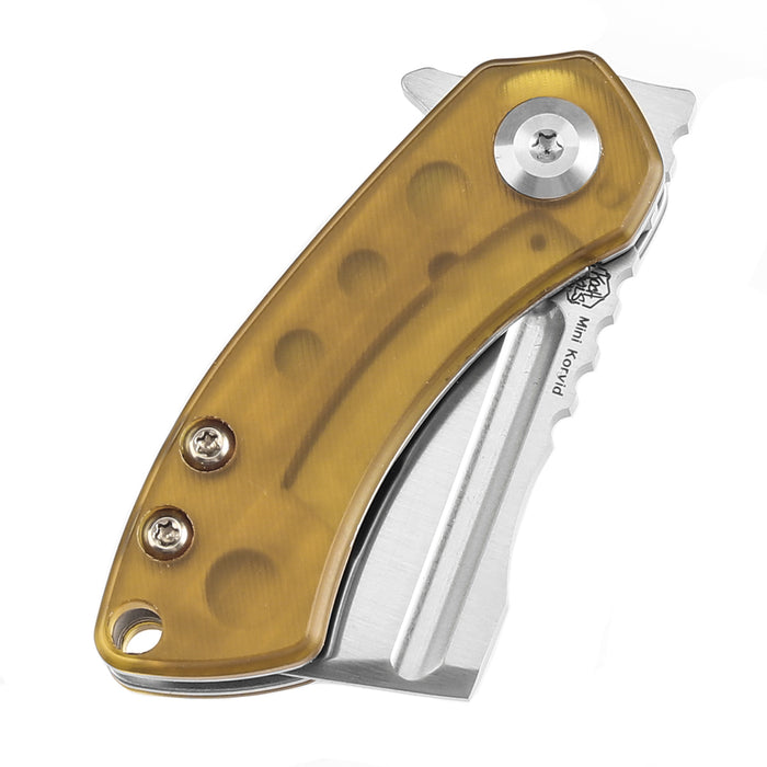 Kansept Mini Korvid K3030P1 CPM-S35VN Blade Amber PEI/Ultem Handle Liner Lock Folding Knife