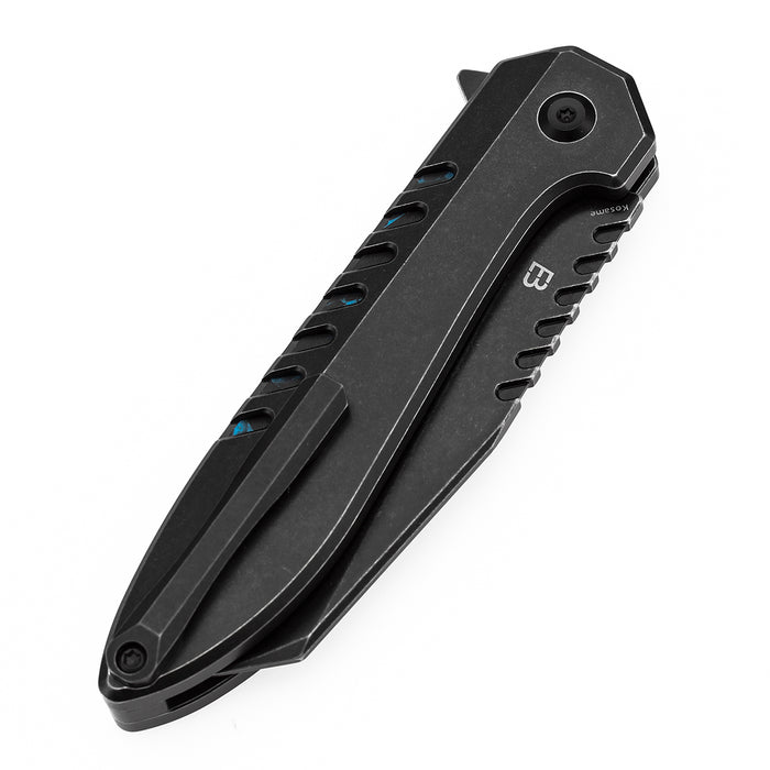 Kansept Kosame T1093F2 154CM Blade Blackwash Titanium with Blue Carbon Fiber Inlay Button Lock