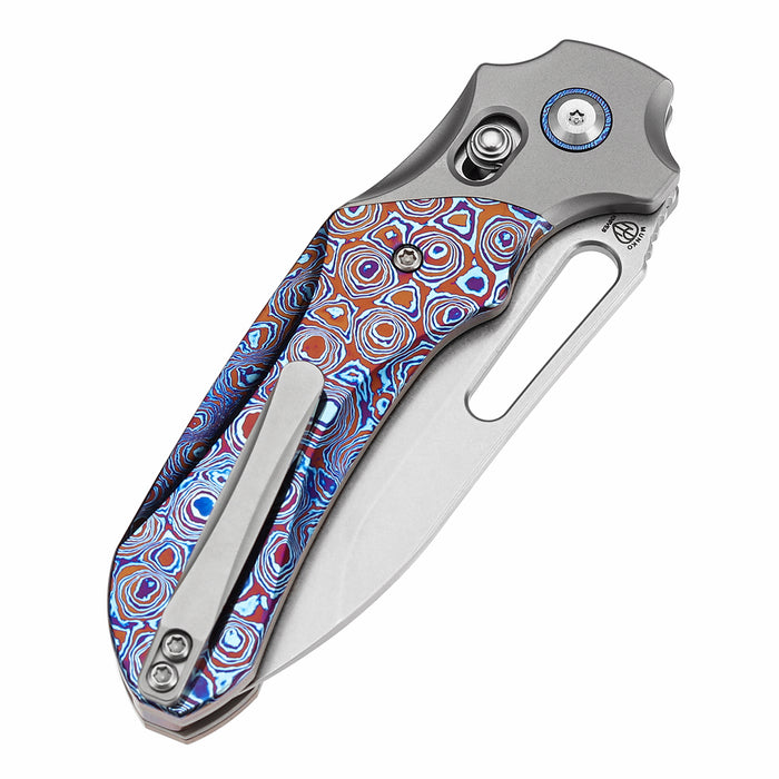 KANSEPT Quasar K1099V4 CPM 20CV Blade Titanium and Timascus Handle Cross Bar Lock
