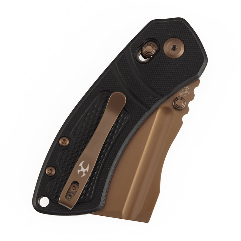 Kansept Korvid V TE2030V1 Rose Gold Coated D2 Blade Black G10 Handle Crossbar Lock Folding Knife