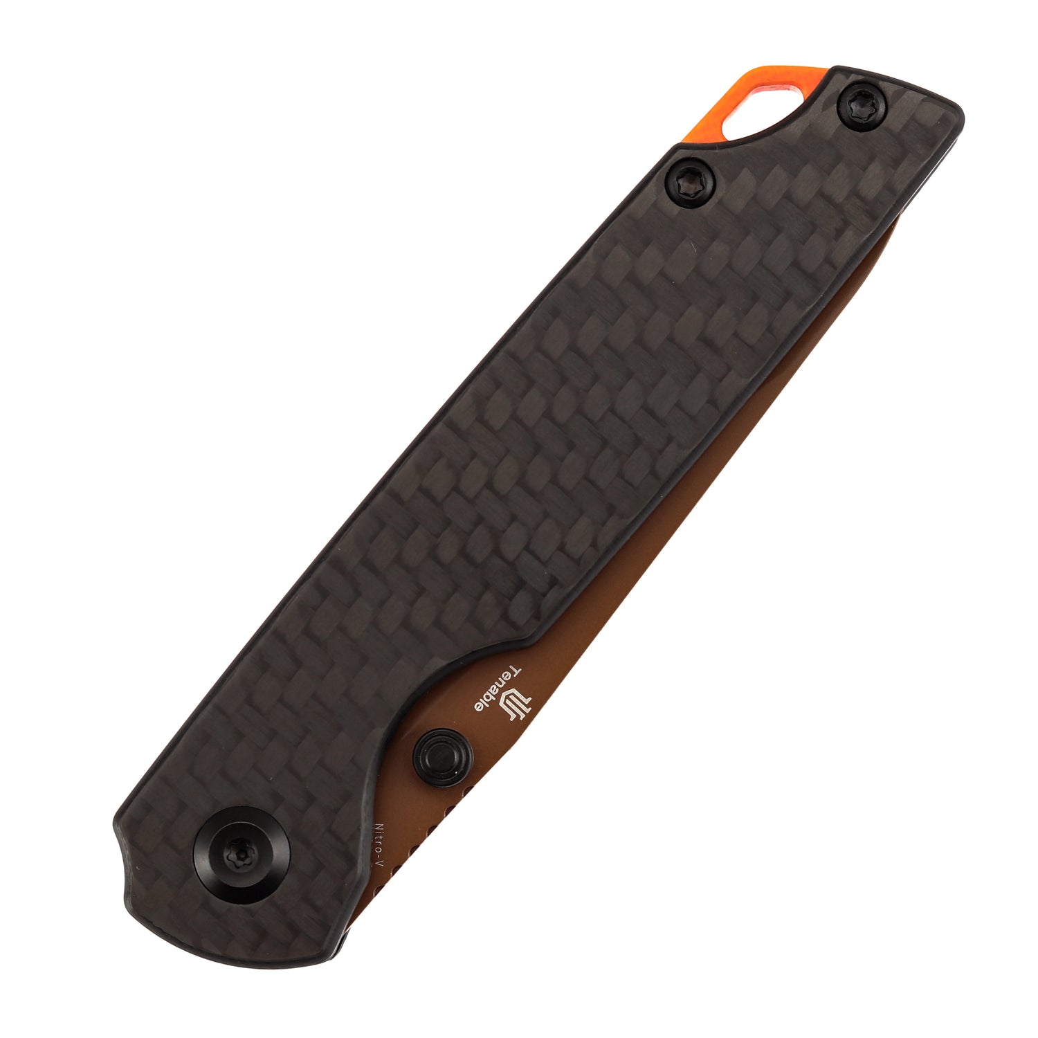 Tenable Mini Warrior B2005A4 Rose Gold Nitro-V Blade Twill Carbon Fiber & G10 Handle Liner Lock Folding Knife