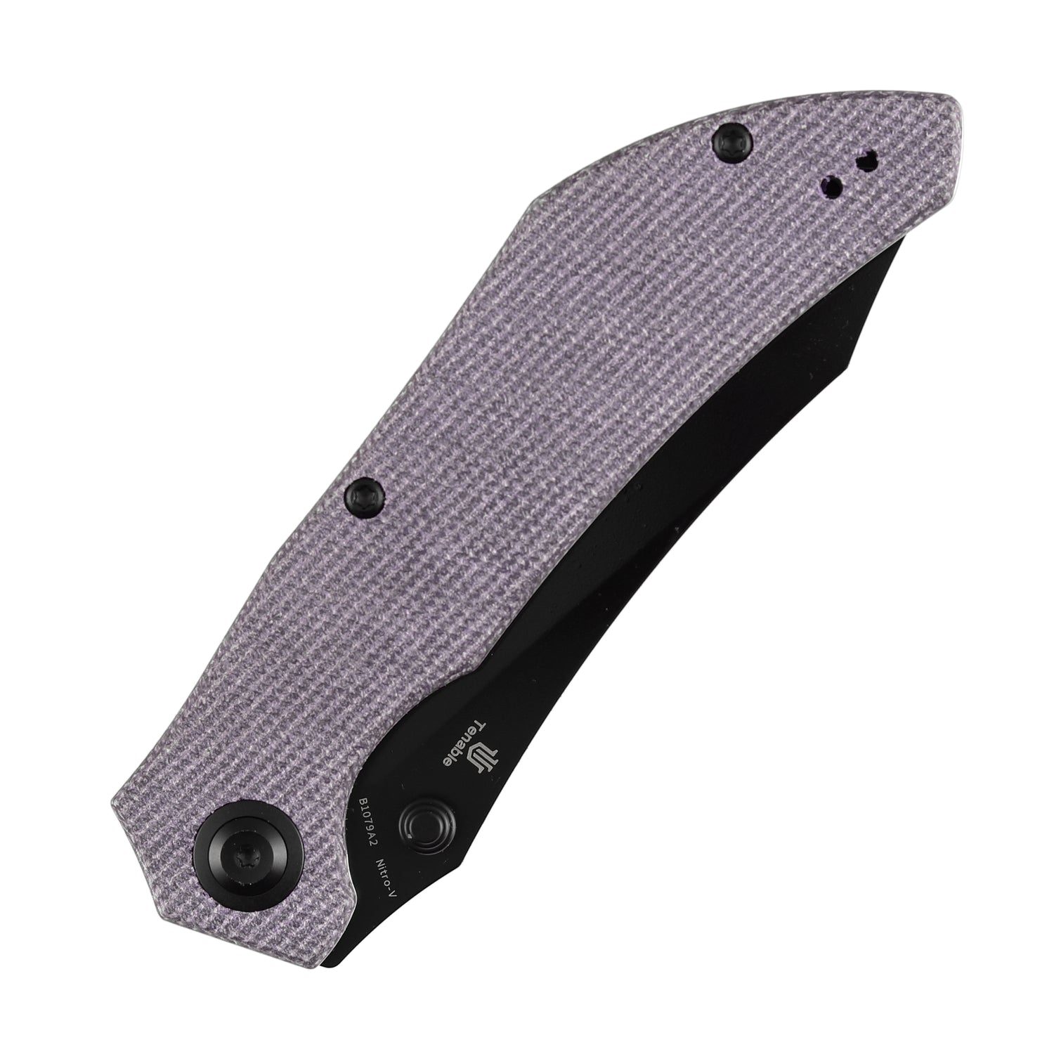 Tenable Tipper B1079A2 Blackwash Nitro-V Blade Purple Micarta Handle Liner Lock Folding Knife