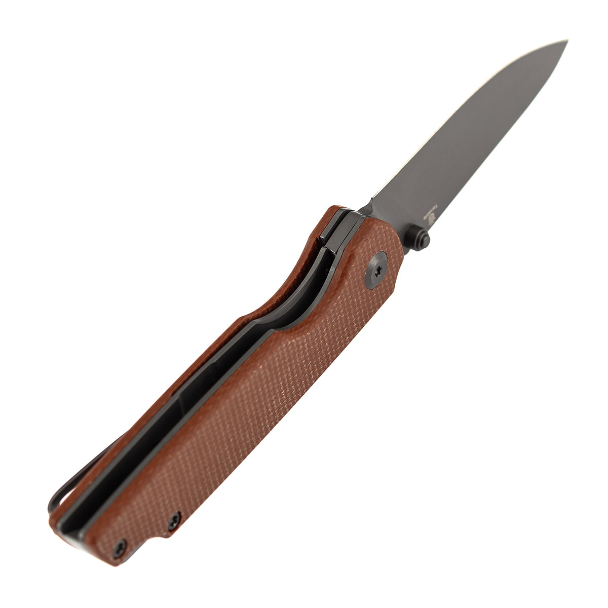 Tenable Mini Warrior B2005A3 Gray TiCn Coated Nitro-V Blade Brown Micarta Handle Liner Lock Folding Knife