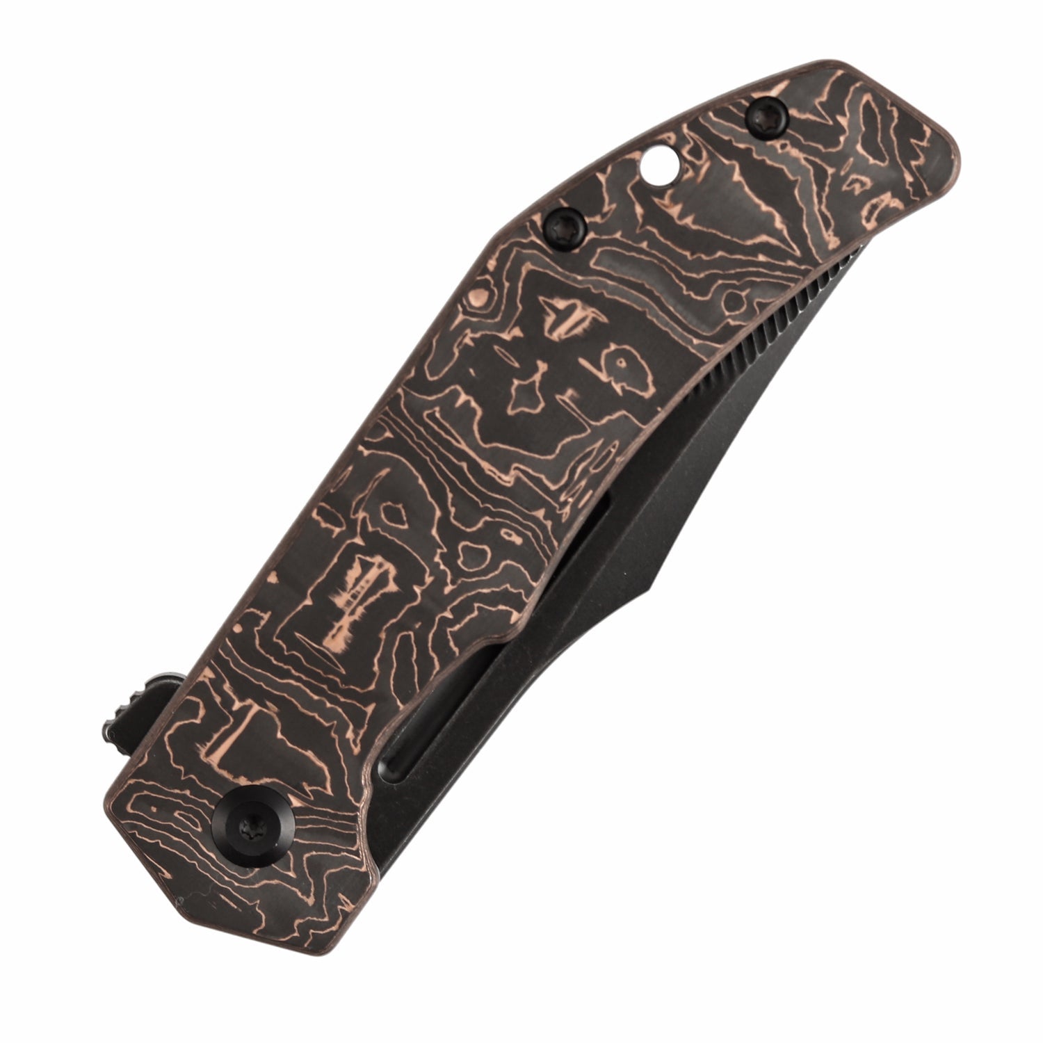 Tenable Orion B1089C3 Blackwash Nitro-V Blade G10 with Copper Foil Handle Liner Lock Folding Knife