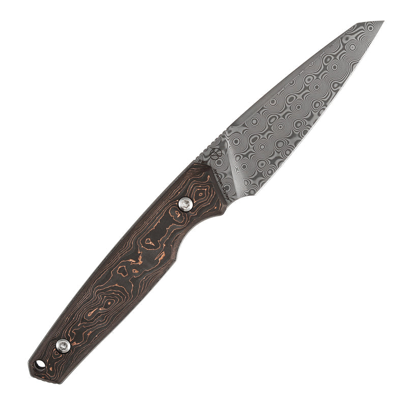 Kansept Parr G011A5 Damascus Blade Copper Carbon Fiber Handle Fixed Blade Knife