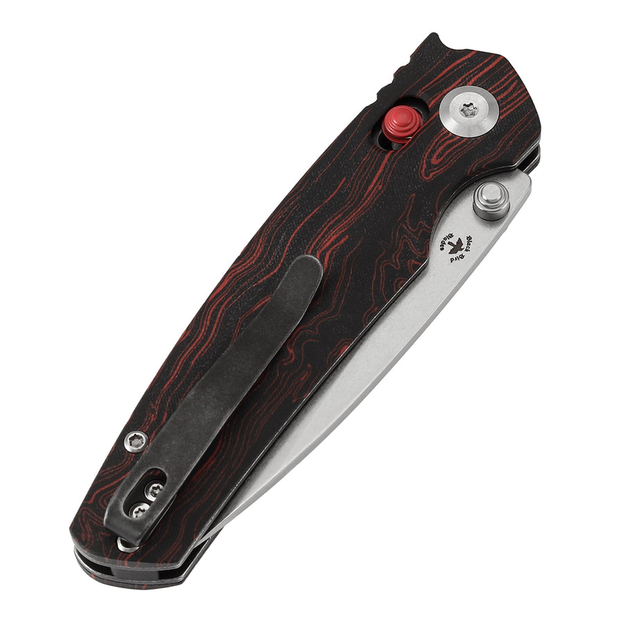 Tenable Raven T2109V3 14C28N Blade Red and Black G-mascus Handle Cross Bar Lock Folding Knife