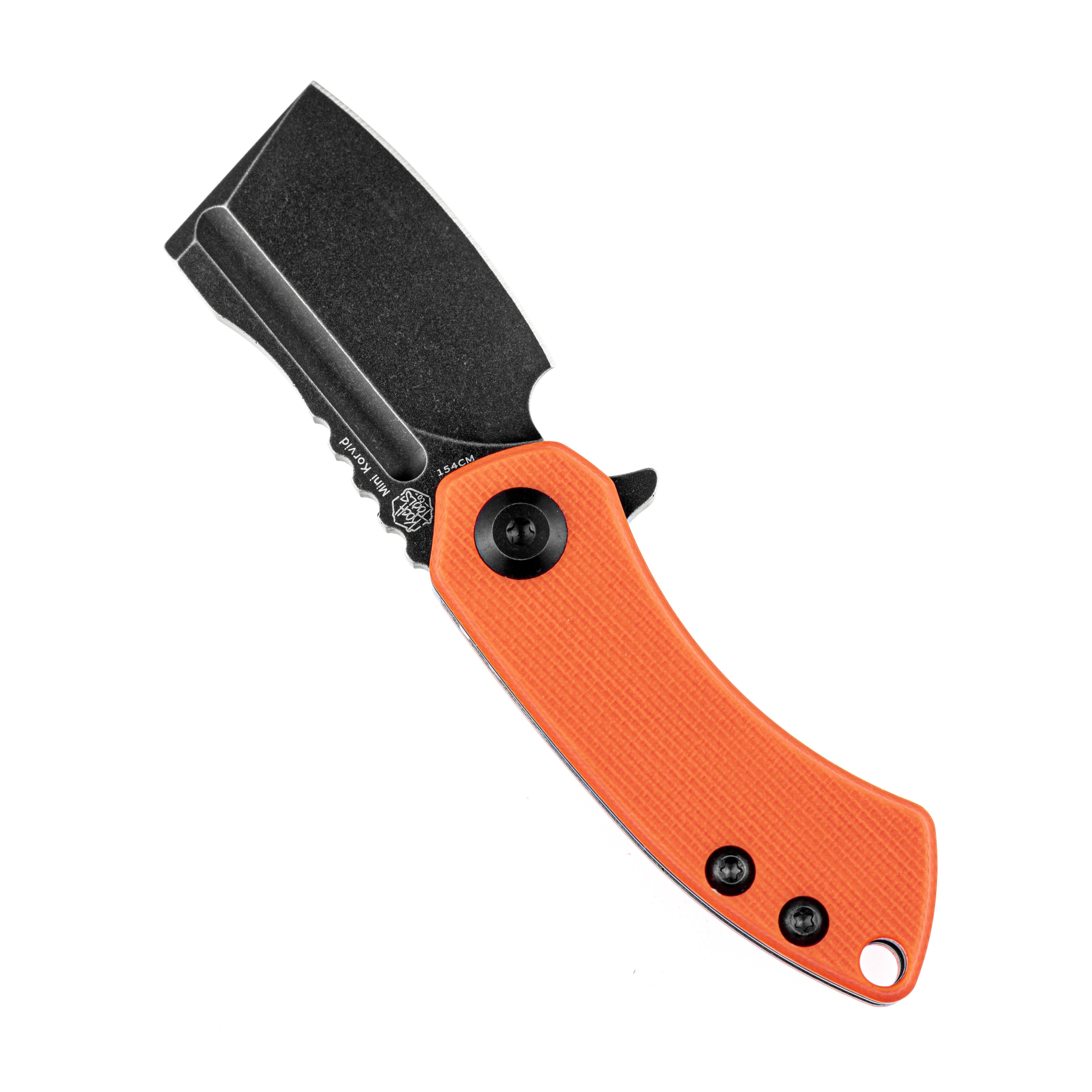 Kansept Knives T3030A7 Mini Korvid 154CM Blade Orange G10 Handle Liner Lock Edc Knives