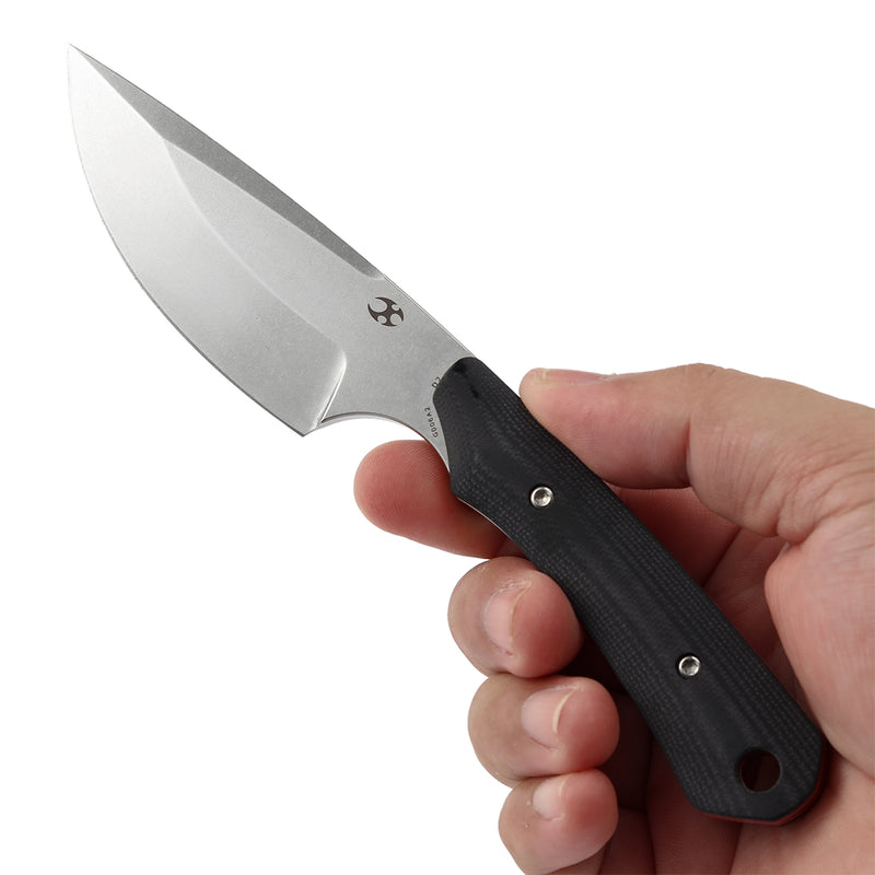 Kansept Flank G006A2 Stonewashed D2 Blade Black & Red D2 Blade G10 Handle Fixed Blade Knife