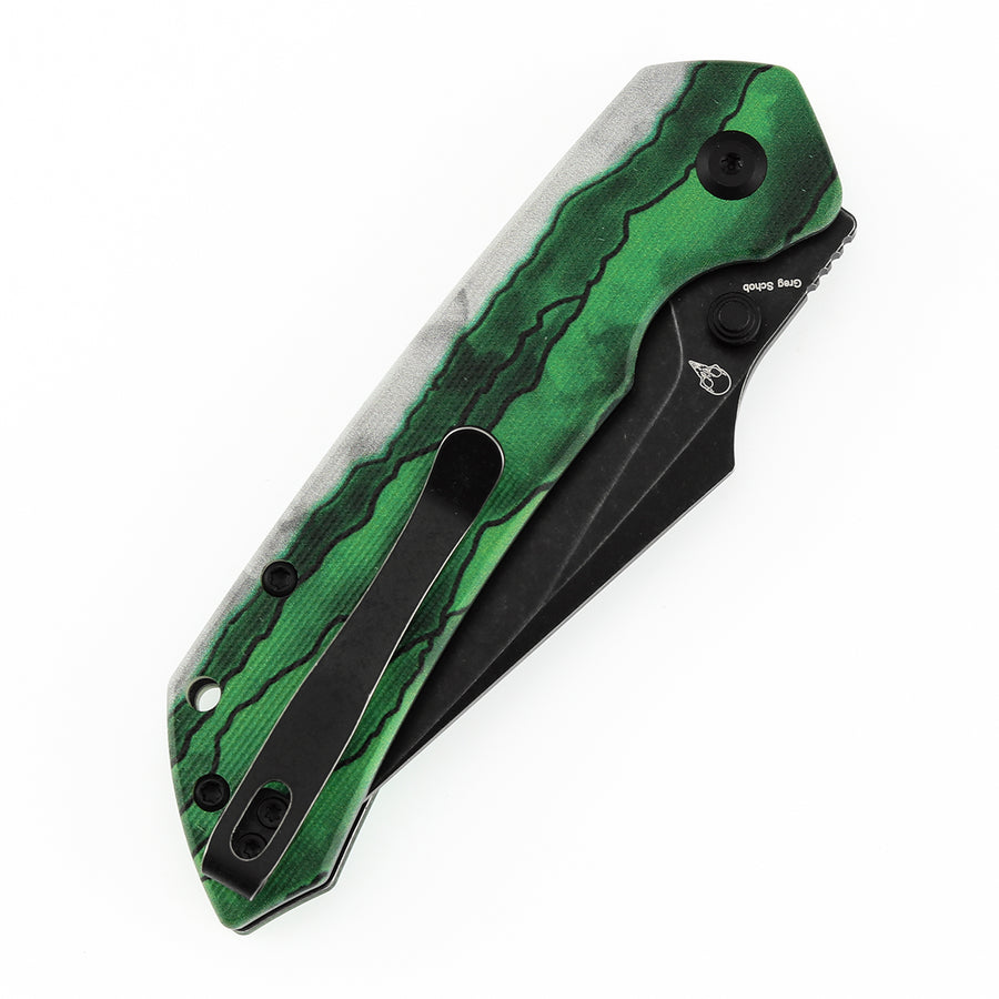 Tenable Fenrir B1034H12 D2 Blade Jade G10 with Green Misty Mountain Inspired Pattern Handle Top Liner Lock Folding Knife