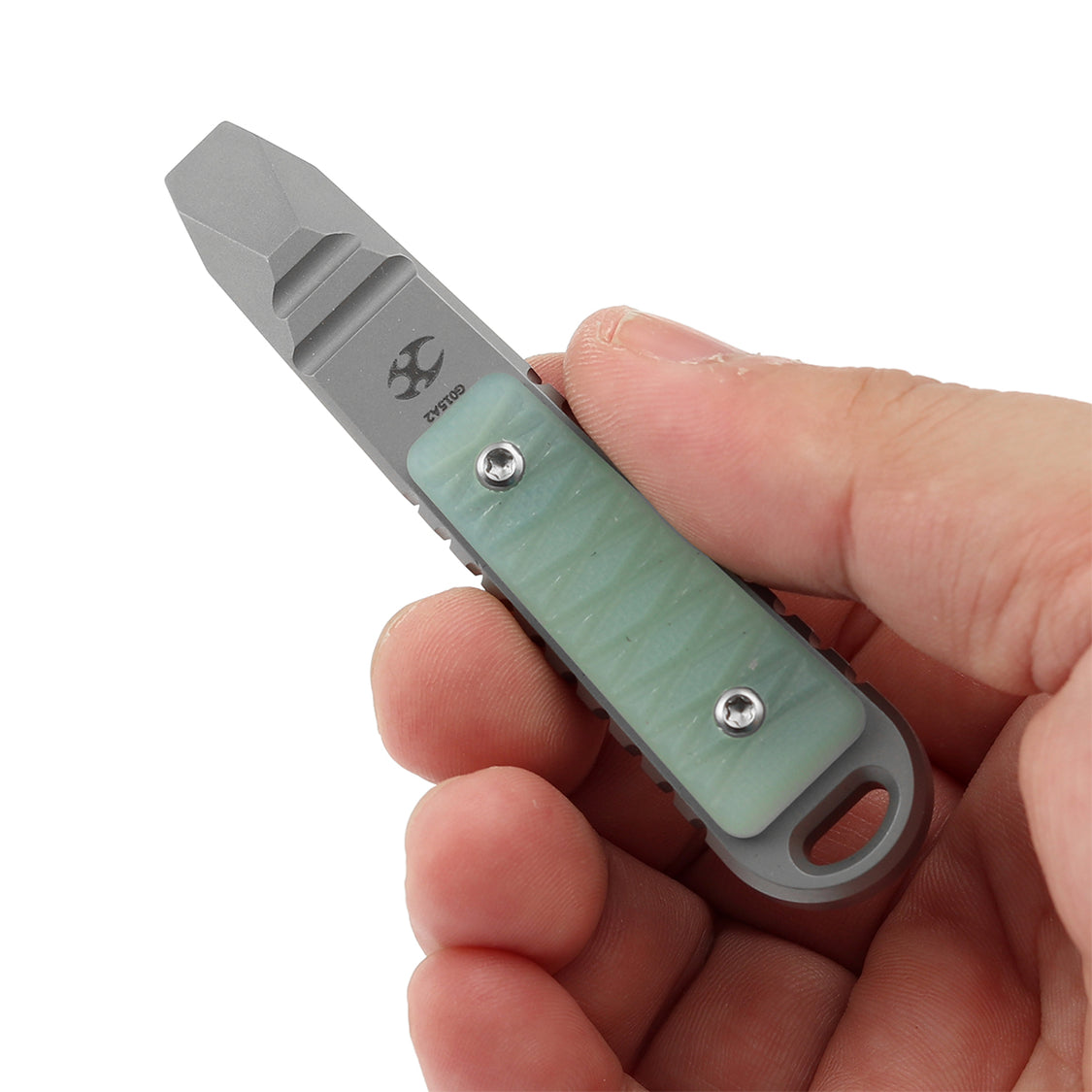 Kansept Kursor G015A2 Plain Titanium+Jade G10 with Tsukamaki EDC Tool