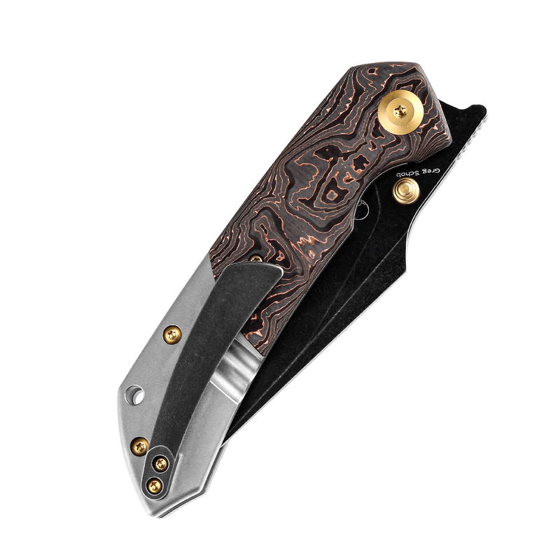 Kansept Fenrir K1034A9 CPM-S35VN Blade Copper Carbon Fiber + Titanium Handle Liner Lock Folding Knife