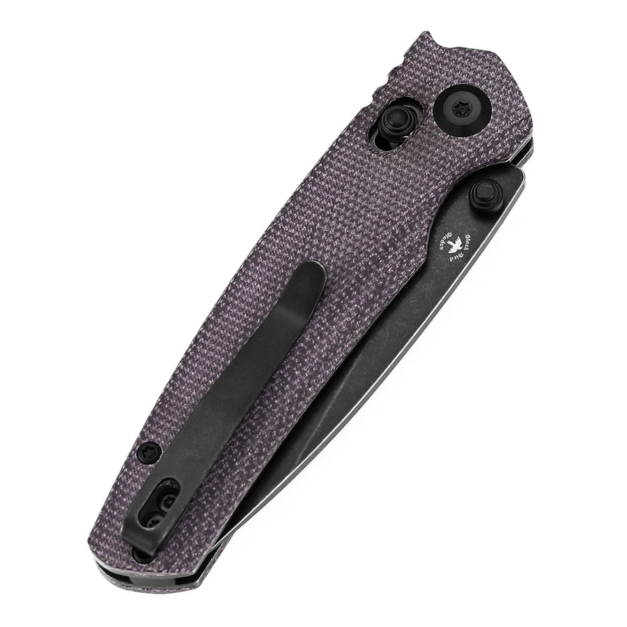 Tenable Raven T2109V7 14C28N Blade Purple Micarta Handle Cross Bar Lock Folding Knife