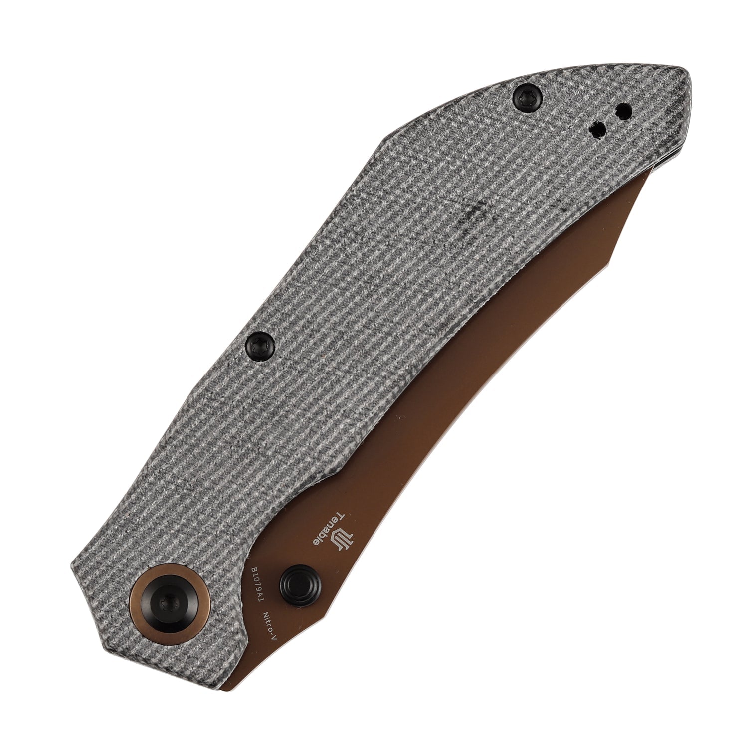 Tenable Tipper B1079A1 Rose Gold Nitro-V Blade Black Micarta Handle Liner Lock Folding Knife