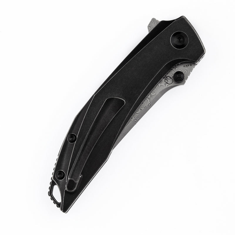 Kansept Baku K1056A5 Damascus Blade Titanium Handle Liner Lock Folding Knife