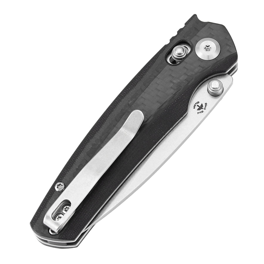 Tenable Raven T2109V1 14C28N Blade Carbon Fiber Handle Cross Bar Lock Folding Knife