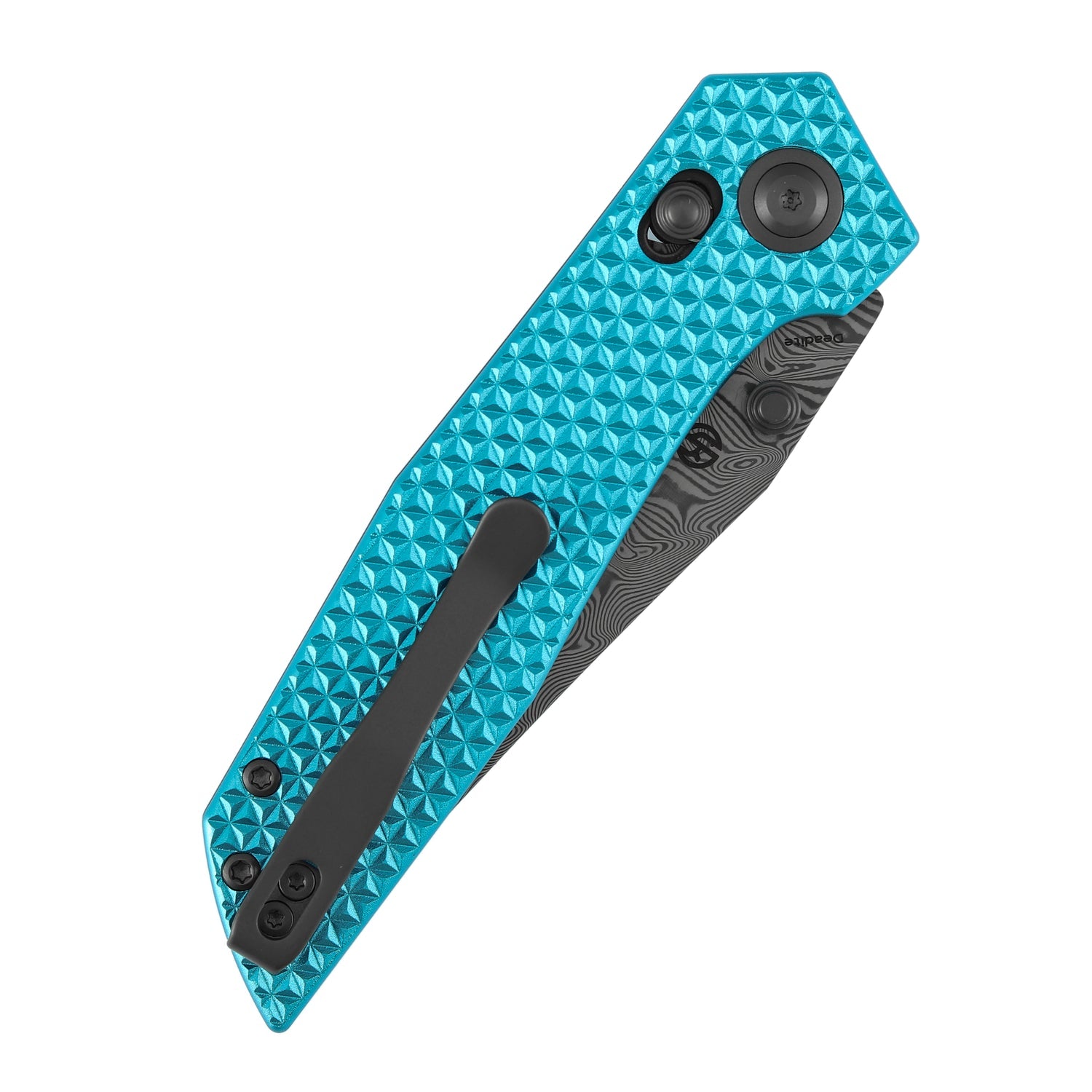 Tenable Deadite B1081V1 Water Ripple Damascus Blade Aluminum Handle Crossbar Lock Folding Knife