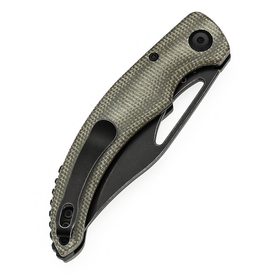 Tenable Gideon T1119A6 Blackwash Nitro V Blade Green Micarta Handle Folding Knife Liner Lock