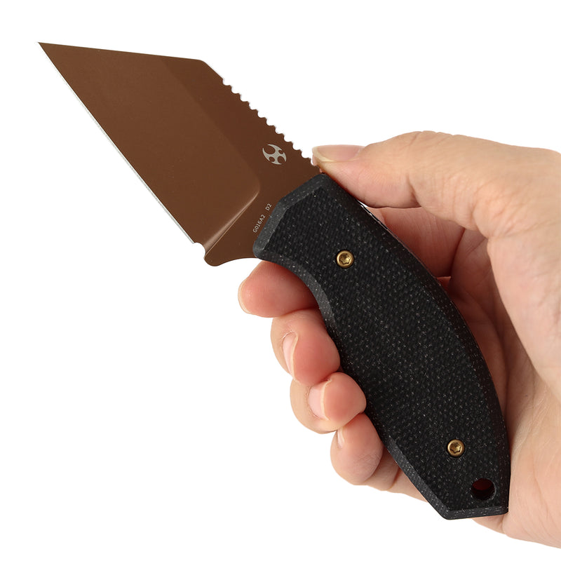 Kansept Siafu G016A2 Rose Gold Coated D2 Blade Black Micarta Handle Fixed Blade Knife