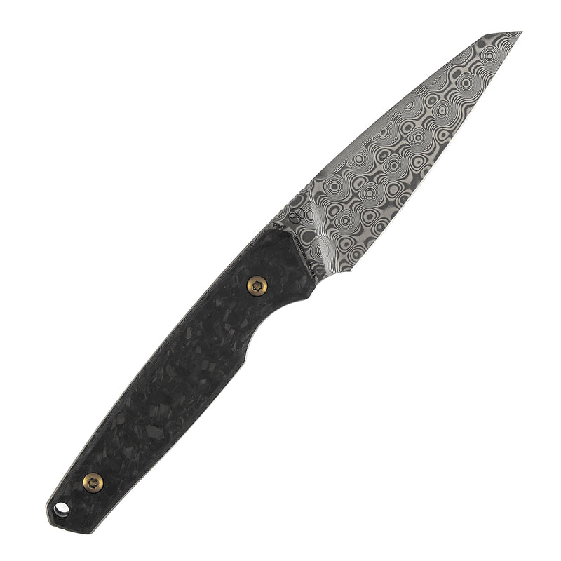 Kansept Parr G011A4 Damascus Blade Shred Carbon Fiber Handle Fixed Blade Knife