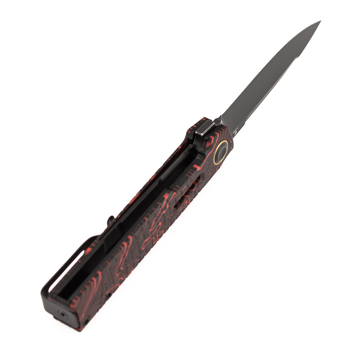 Tenable Kitpu B2123A4 Blackwash Nitro-V Blade Black & Red G-Mascus Handle Liner Lock Folding Knife