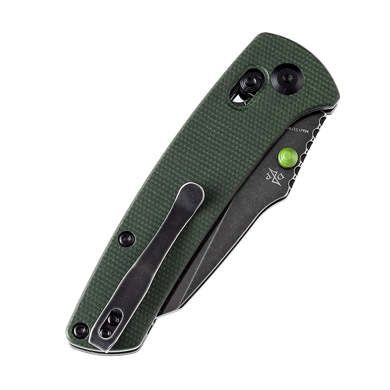Kansept Main Street T1015V6 154CM Blade Green Micarta Handle Crossbar Lock Folding Knife