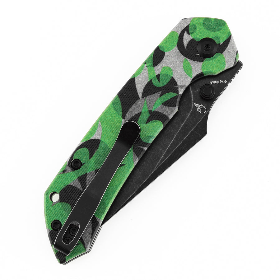 Tenable Fenrir B1034H13 D2 Blade Jade G10 with Green Camouflage Pattern Handle Top Liner Lock Folding Knife
