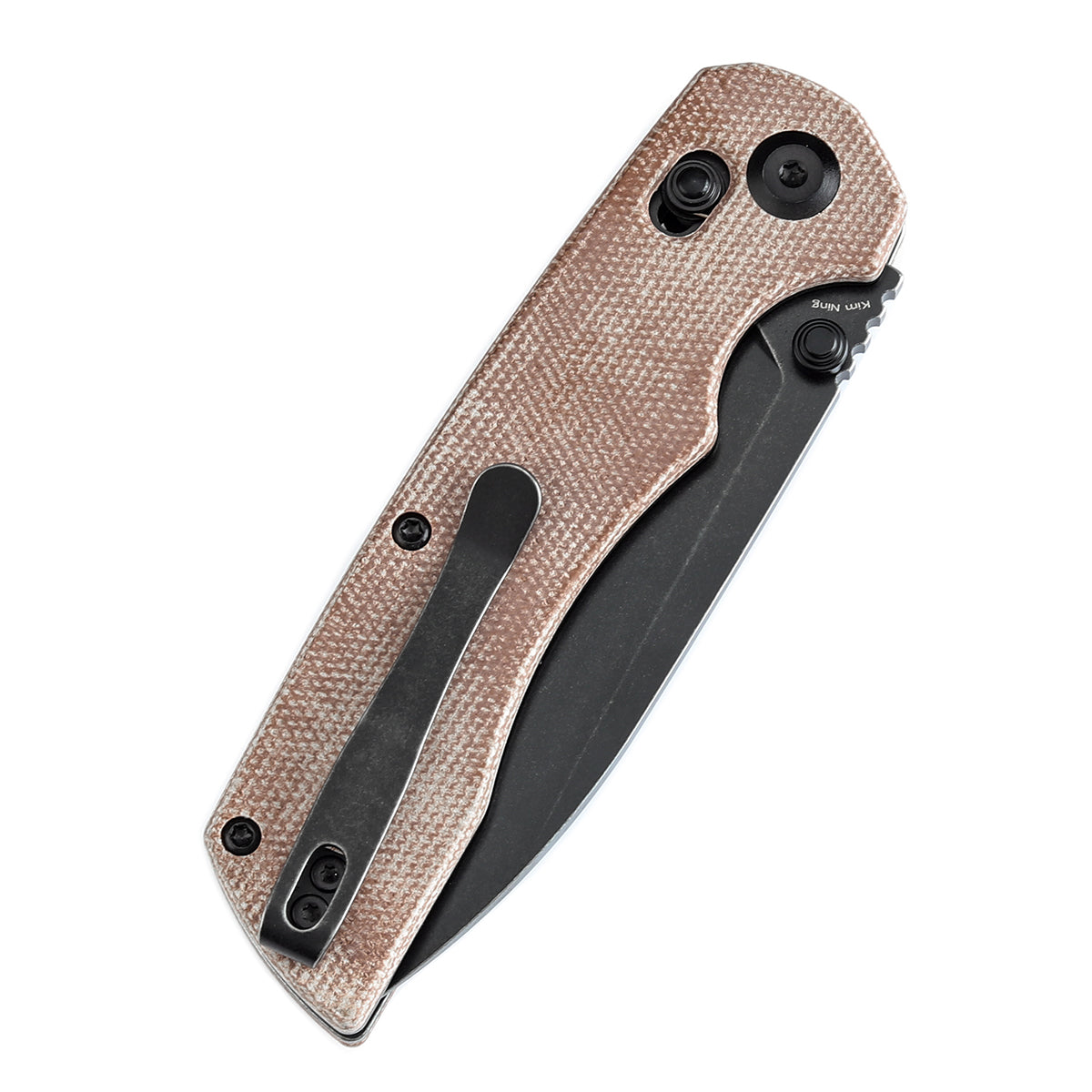 Tenable Kryo T1001V5 Blackwash 14C28N Blade Brown Micarta Handle Crossbar Lock Folding Knife