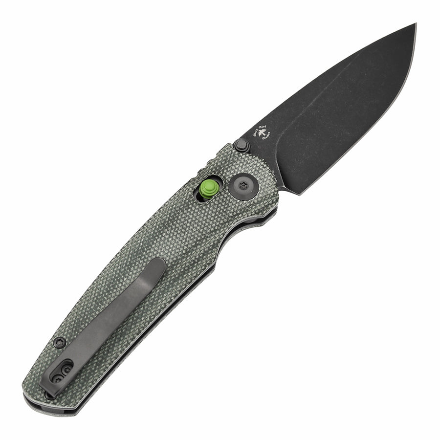 Tenable Raven T2109V5 14C28N Blade Green Micarta Handle Cross Bar Lock Folding Knife