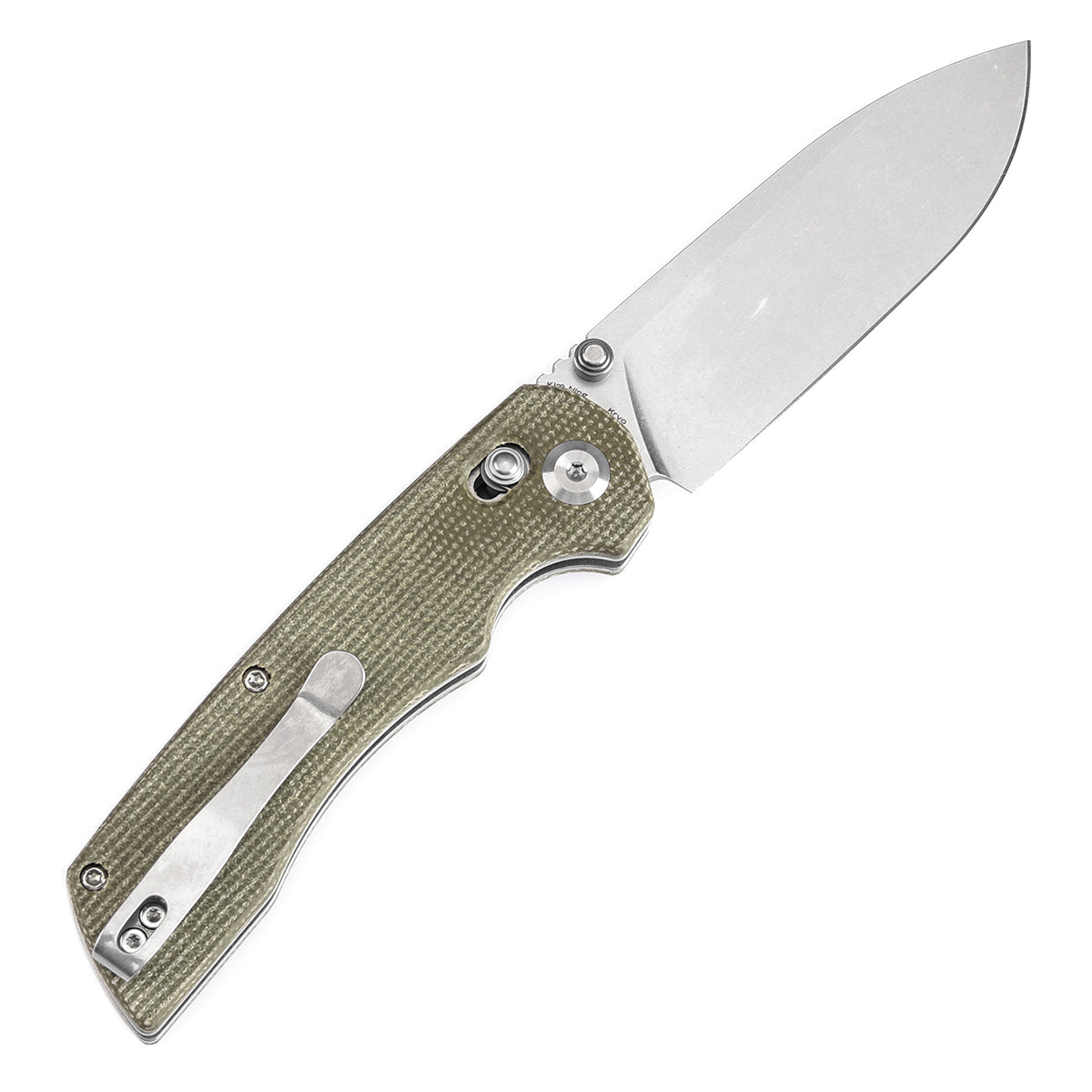 Tenable Kryo T1001V6 Stonewashed 14C28N Blade Green Micarta Handle Crossbar Lock Folding Knife