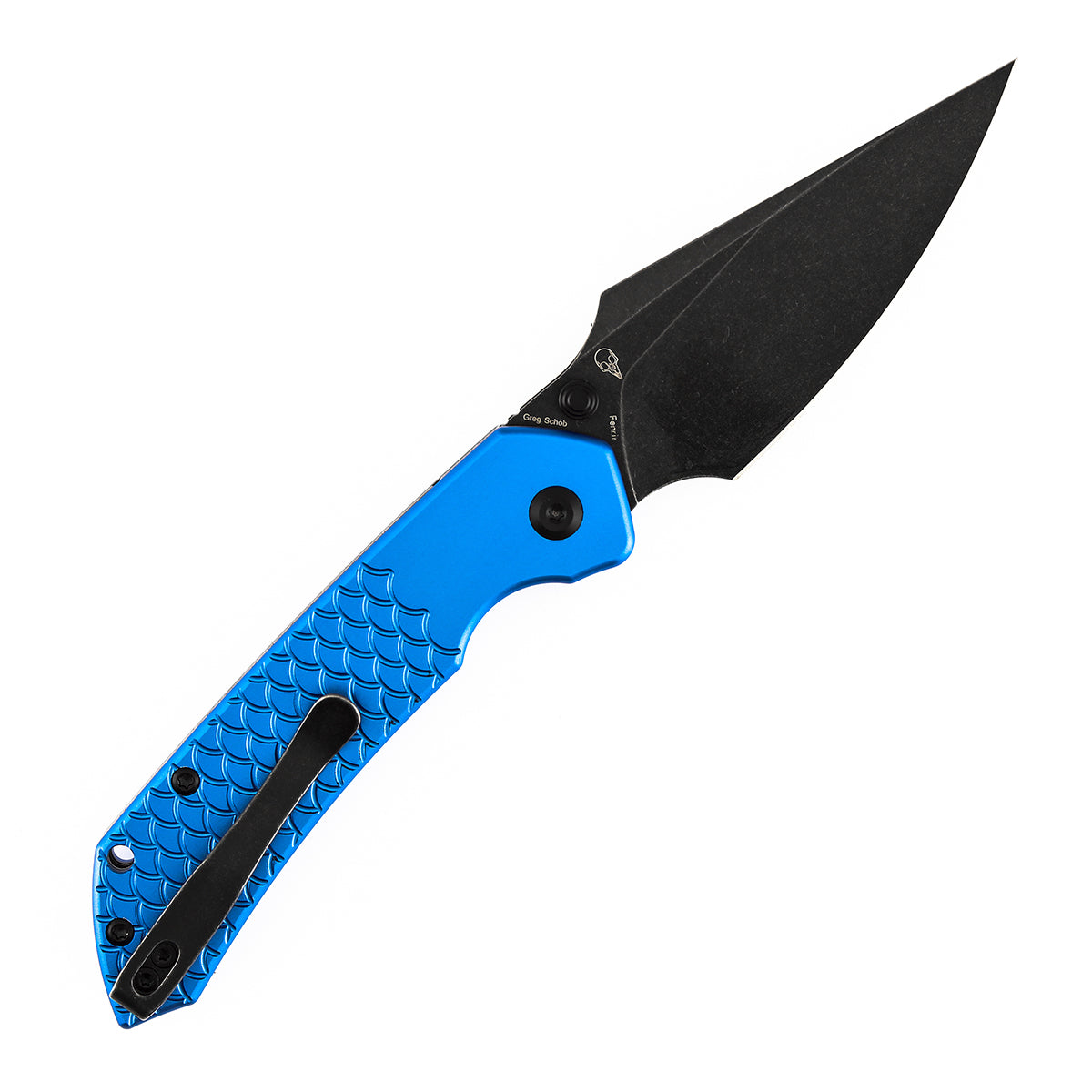 Tenable Fenrir B1034H92 Blackwash Nitro-V Blade Dark Blue Anodized Aluminum Handle Top Liner Lock Folding Knife