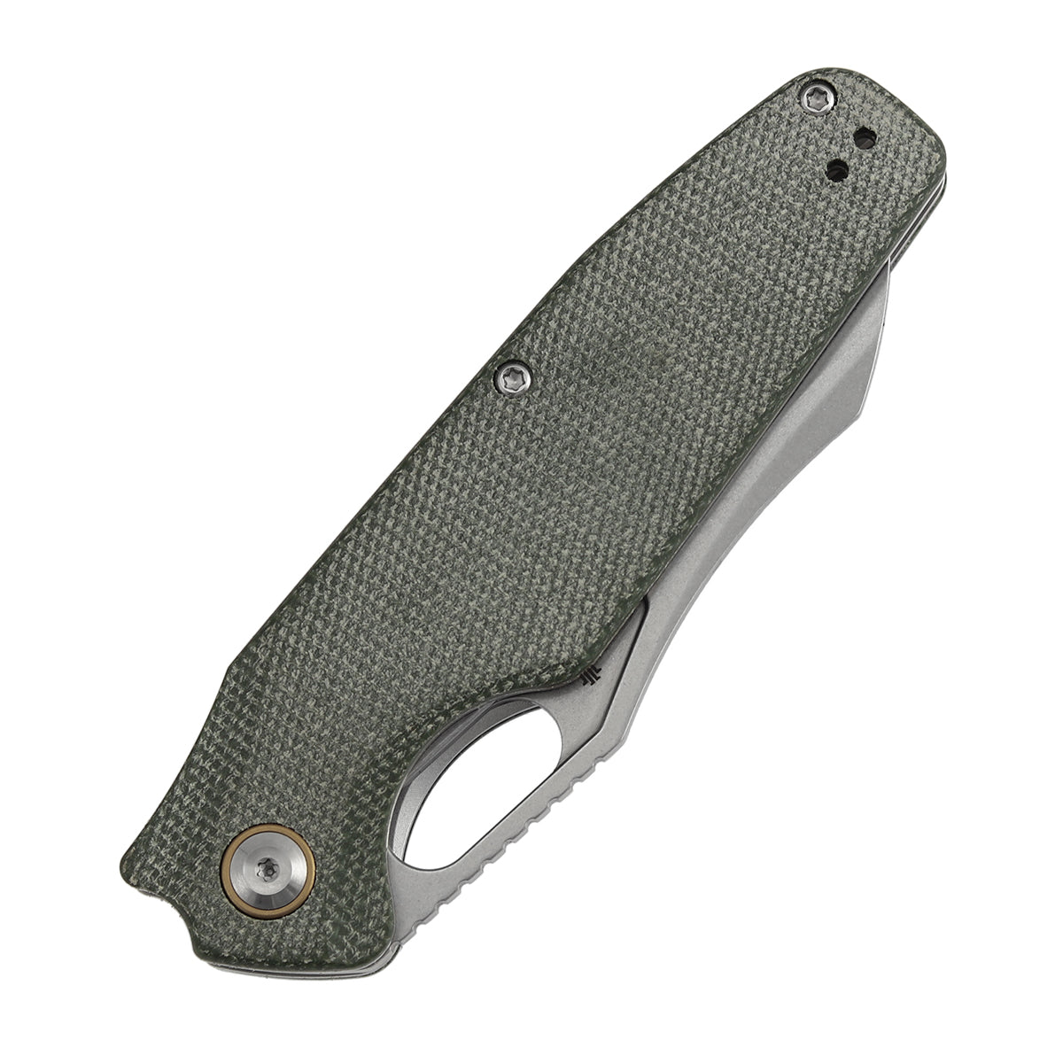Tenable Tuckamore B1052A1 Stonewashed Nitro-V Blade Green Micarta Handle Liner Lock Folding Knife