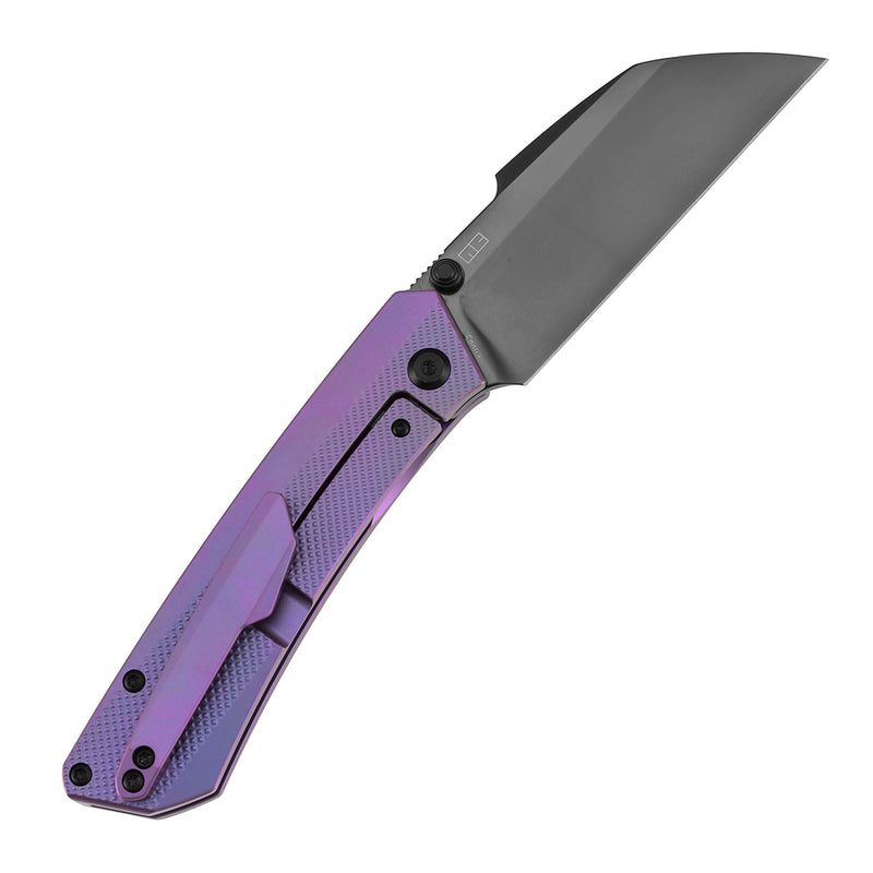 Kansept Contra K1139A5 Mirrior DLC CPM-S90V Blade Purple Anodized Titanium Handle Frame Lock Folding Knife