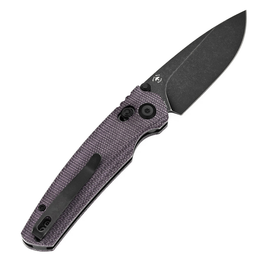 Tenable Raven T2109V7 14C28N Blade Purple Micarta Handle Cross Bar Lock Folding Knife