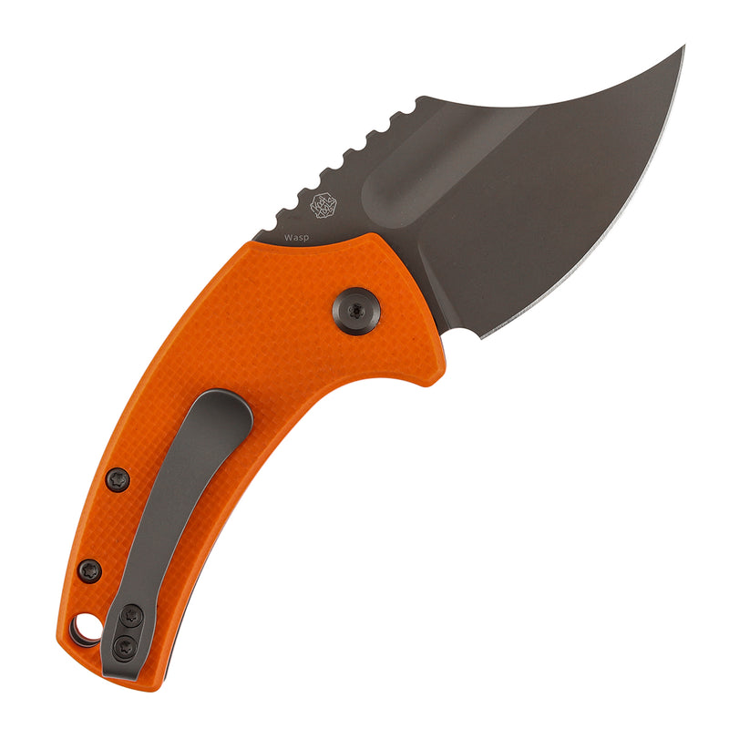 Kansept Wasp T2144F2 Gray TiCn Coated 154CM Blade Orange G10 Handle Button Lock Folding Knife