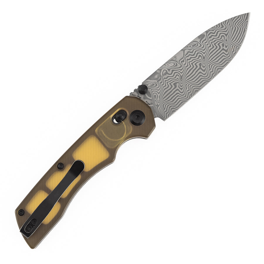 Tenable Kryo T1001V10 Damascus Blade PEI/Ultem Handle Crossbar Lock Folding Knife