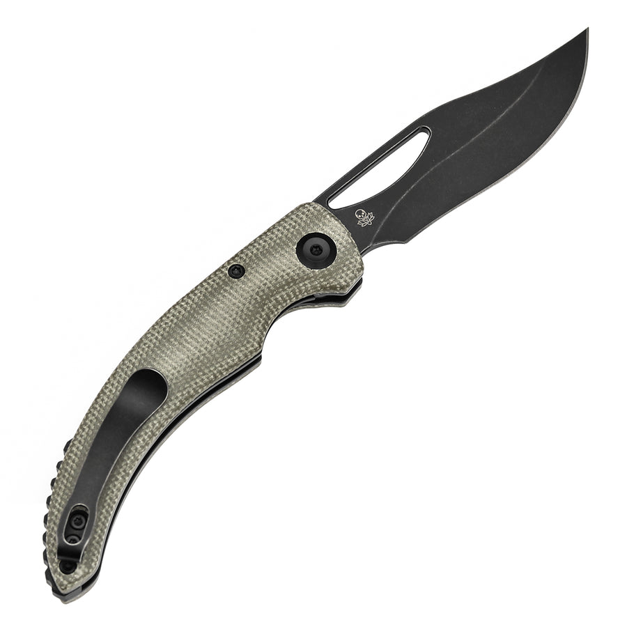 Tenable Gideon T1119A6 Blackwash Nitro V Blade Green Micarta Handle Folding Knife Liner Lock