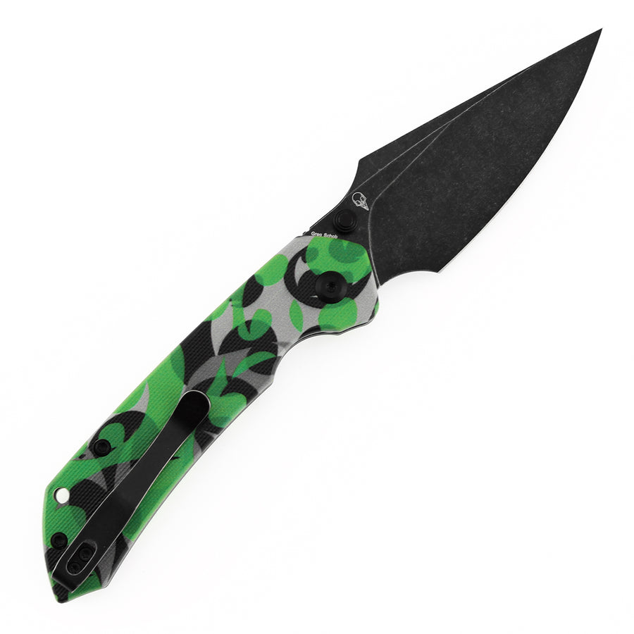 Tenable Fenrir B1034H13 D2 Blade Jade G10 with Green Camouflage Pattern Handle Top Liner Lock Folding Knife