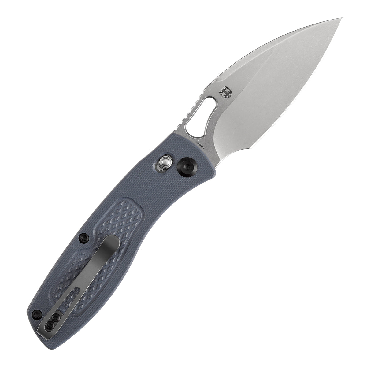 Tenable Heron B2124V6 Nitro V Blade Gray G10 Handle Crossbar Lock Folding Knife