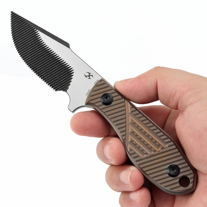 Kansept Tiny Dancer CPM-S35VN K014A2 Titanium with CNC Milling Handle Fixed Blade Knife