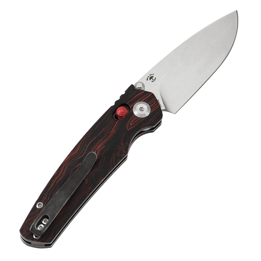 Tenable Raven T2109V3 14C28N Blade Red and Black G-mascus Handle Cross Bar Lock Folding Knife