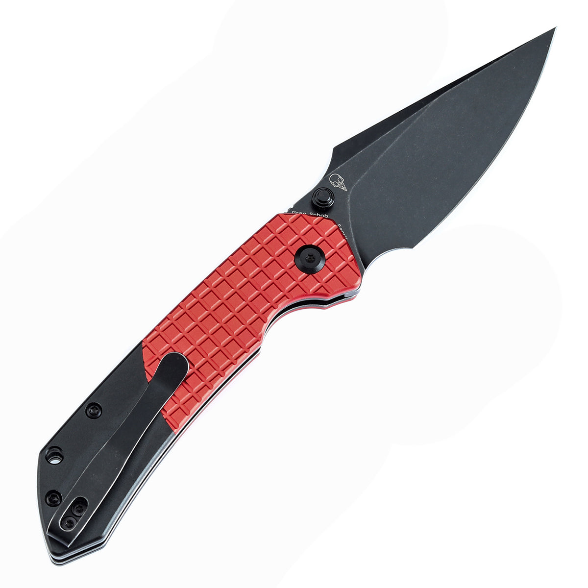 Tenable Fenrir T1034S3 Blackwash 14C28N Blade Dark Red Aluminum Handle Button Lock Folding Knife