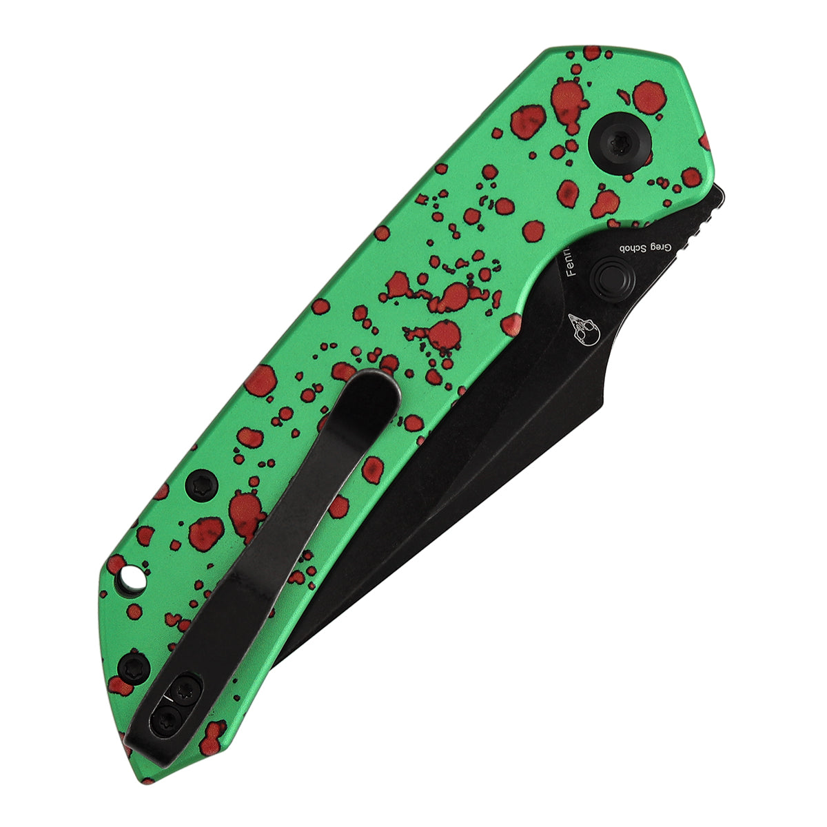 Tenable Fenrir B1034H22 Blackwash Nitro-V Blade Green Aluminum Handle Top Liner Lock Folding Knife