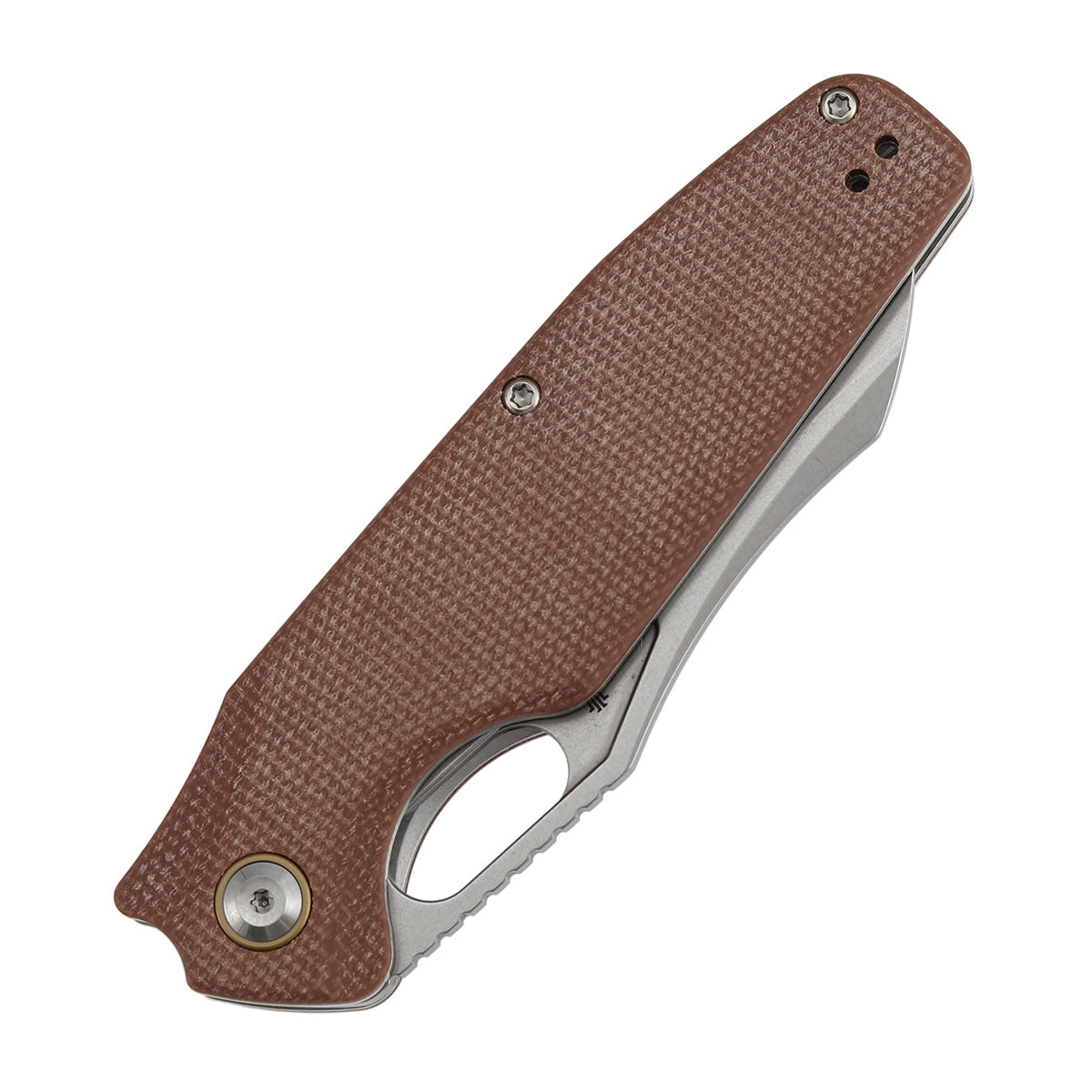 Tenable Tuckamore B1052A2 Stonewashed Nitro-V Blade Brown Micarta Handle Liner Lock Folding Knife