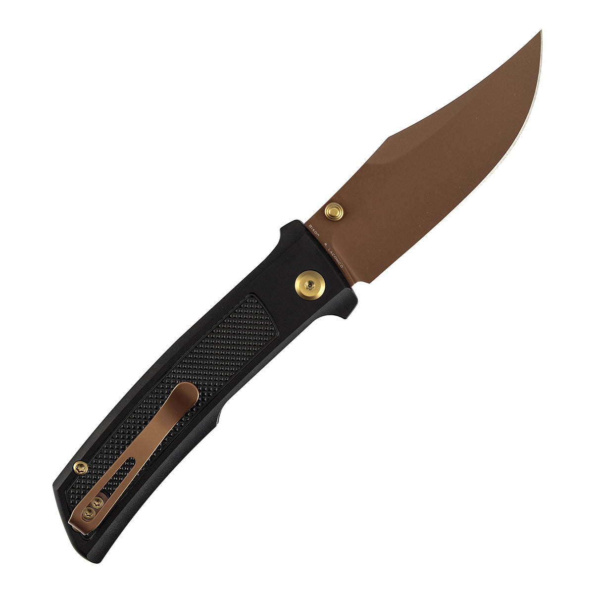 Tenable Bison B2108A3 Rose Gold Nitro-V Blade Black Aluminum Handle Liner Lock Folding Knife