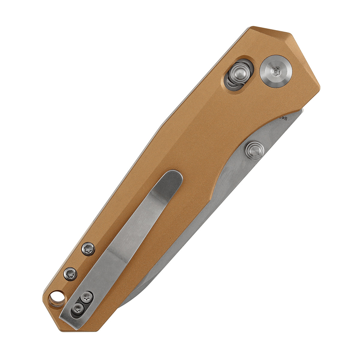 Tenable Beaver T1105V8 Stonewashed Nitro-V Blade Bronze Aluminum Handle Crossbar Lock Folding Knife