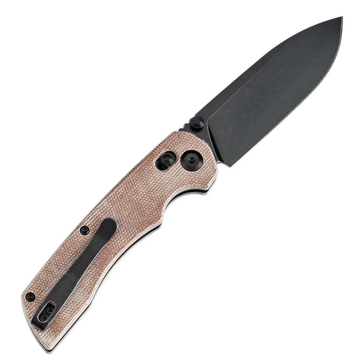 Tenable Kryo T1001V5 Blackwash 14C28N Blade Brown Micarta Handle Crossbar Lock Folding Knife