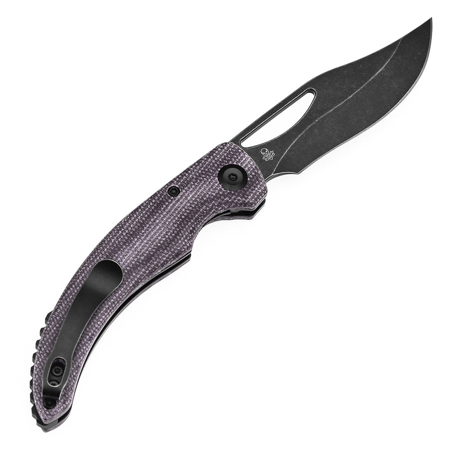 Tenable Gideon T1119A4 Blackwash Nitro V Blade Purple Micarta Handle Liner Lock