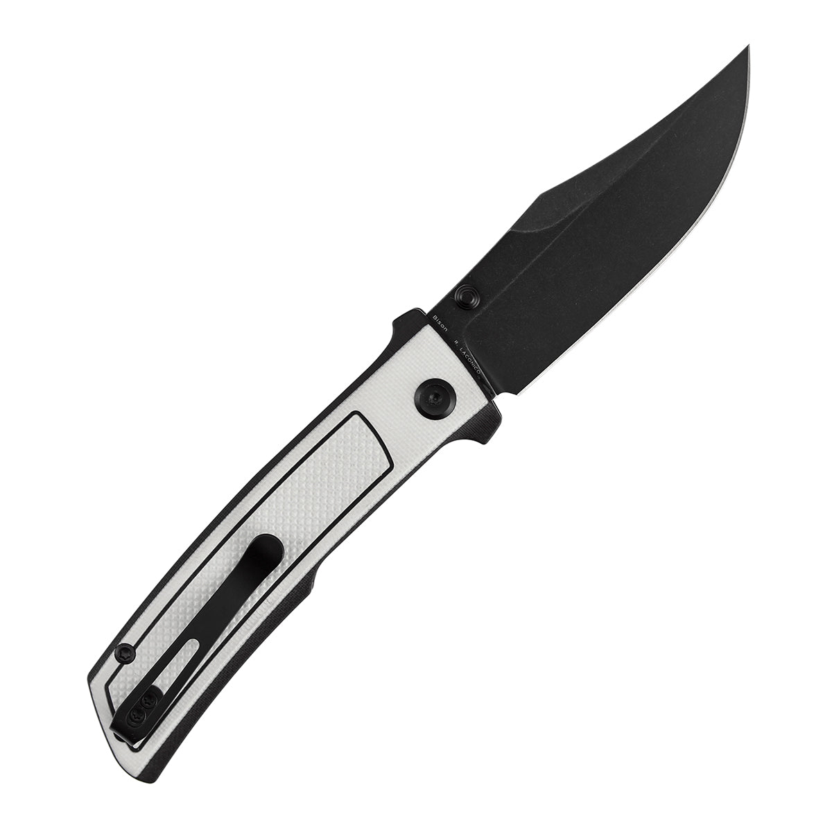 Tenable Bison B2108A1 Blackwash Nitro-V Blade Black & White G10 Handle Liner Lock Folding Knife