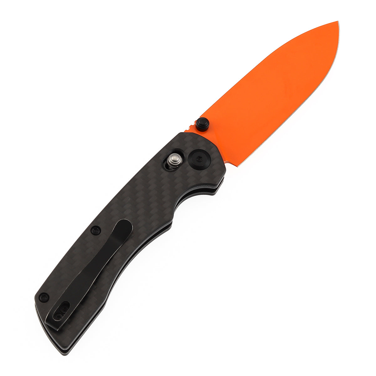 Tenable Kryo T1001V12 Orange Coated 14C28N Blade Twill Carbon Fiber+G10 Handle Crossbar Lock Folding Knife